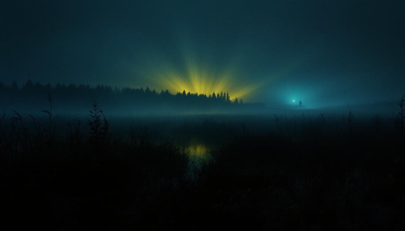 Le feu follet dans les marais de Tracadie — illustration