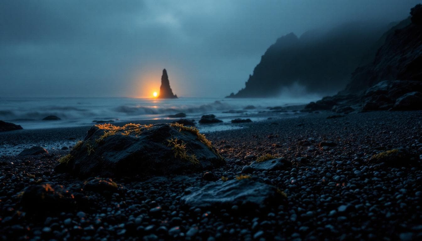Les falaises de basalte de Grand Manan au crépuscule